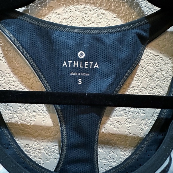 Athleta Double Dare Racerback Sports Bra, Teal Patterned, Size S - Picture 3 of 4